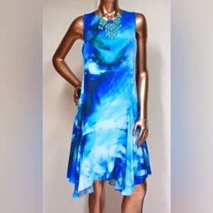 Julia Jordan Blue Wash Asymmetrical Hem Dress sz 10